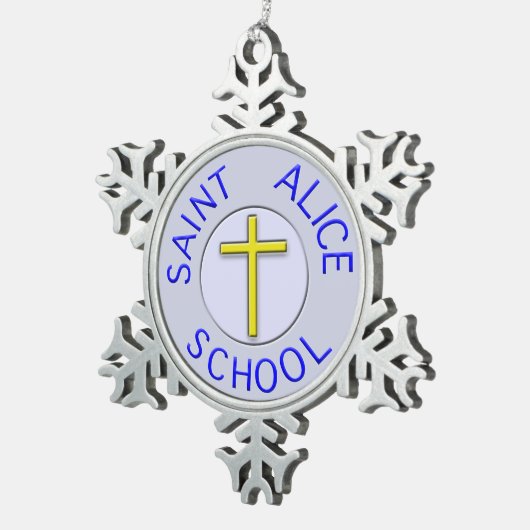 Saint Alice School kleur patch Tin Sneeuwvlok Ornament (Rechts)