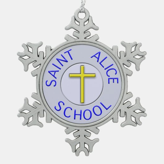 Saint Alice School kleur patch Tin Sneeuwvlok Ornament (Voorkant)