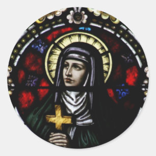 Saint Angela Merici Glas in lood Art Ronde Sticker