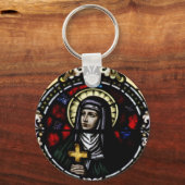 Saint Angela Merici Glas in lood Art Sleutelhanger (Voorkant)