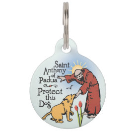 Saint Anthony van Padua, bescherm deze hond, label Huisdierpenning