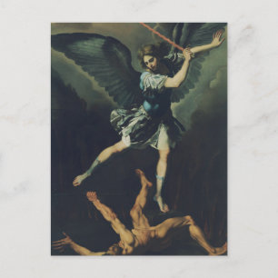 Saint Archangel Michael verslaat de duivel Briefkaart