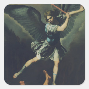 Saint Archangel Michael verslaat de duivel Vierkante Sticker
