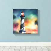 Saint Augustine Florida vuurtoren Art V133 Canvas Afdruk (Insitu (Houten vloer))