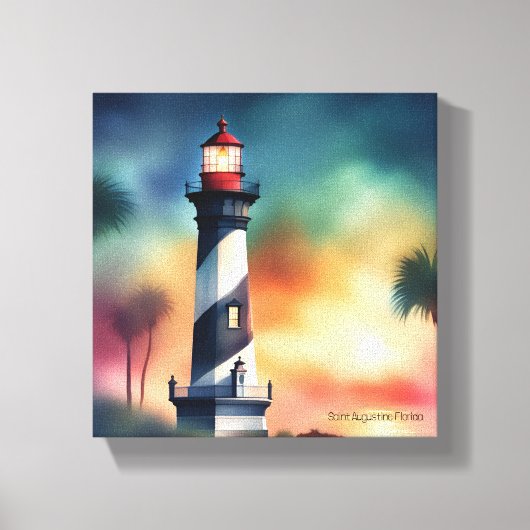 Saint Augustine Florida vuurtoren Art V133 Canvas Afdruk (Voorkant)