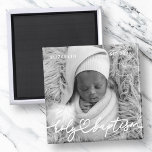 Saint-Baptême Moderne Élégant Coeur Chic Photo béb<br><div class="desc">Ce design simple et moderne est composé de typographie serif et ajouter une photo personnalisée,  ajouter le nom du bébé et le mois et l'année du baptême</div>