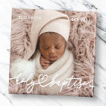 Saint-Baptême Moderne Élégant Coeur Chic Photo béb<br><div class="desc">Ce design simple et moderne est composé de typographie serif et ajouter une photo personnalisée,  ajouter le nom du bébé et le mois et l'année du baptême</div>