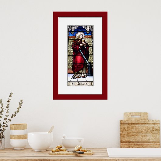 Saint Barbara Glas in lood Window Print (Keuken)