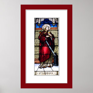 Saint Barbara Glas in lood Window Print