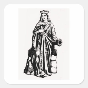 Saint Barbara met ijs en kanon Vierkante Sticker
