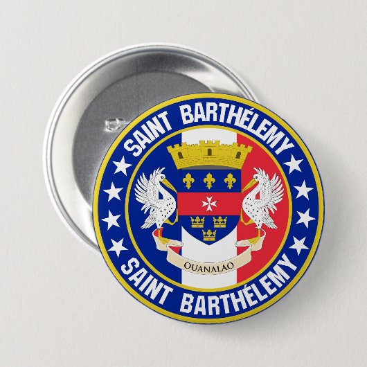 Saint Barthélemy Ronde Button 7,6 Cm (Voorkant /achterkant)