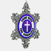 Saint Bede de eerbaarheid Tin Sneeuwvlok Ornament (Links)