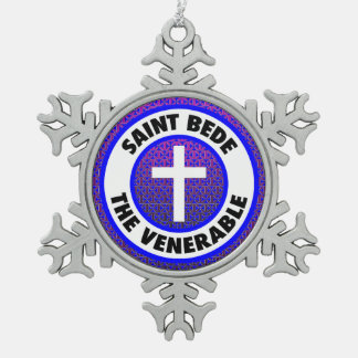 Saint Bede de eerbaarheid Tin Sneeuwvlok Ornament