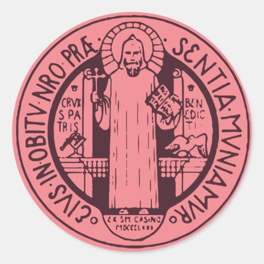 Saint Benedict Medal Ronde Sticker (Voorkant)