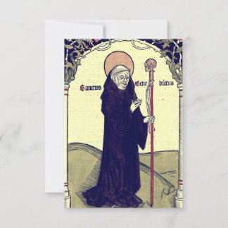 Saint Benedict of Nursia Medieval Holy Card Bedankkaart