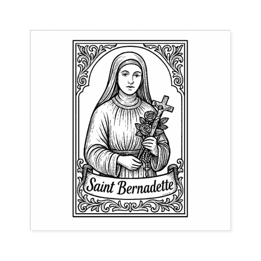 Saint Bernadette Katholieke Rubber Stamp Rubberstempel (Afrduk)