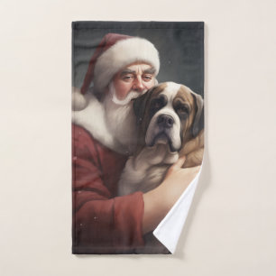 Saint Bernard avec le Père Noël Festif Noël