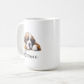 Saint Bernard avec tasse de café, chien avec attit (Devant gauche)