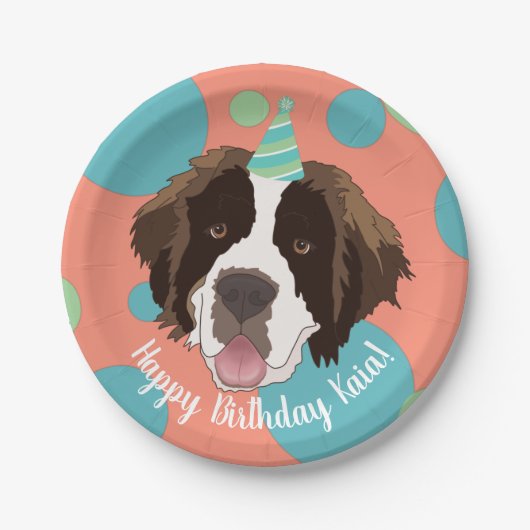 Saint Bernard Birthday Papieren Bordje (Voorkant)