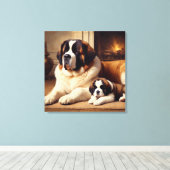 saint bernard canvas afdruk (Insitu (Houten vloer))