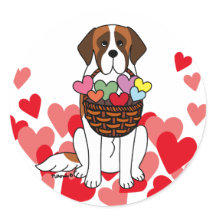 Saint Bernard-Cartoon met mand-harten