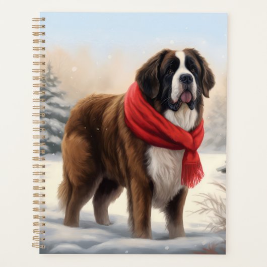 Saint Bernard Chien à Noël de neige (Devant)