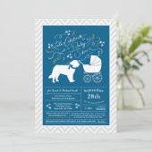 Saint Bernard Dog Baby shower Boy Blue Kaart (Staand voorkant)