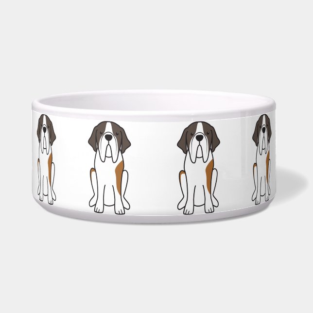 Saint Bernard Dog Cartoon Voerbakje (Voorkant)