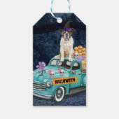Saint Bernard Dog Halloween Truck Scary Night Cadeaulabel (Voorkant)