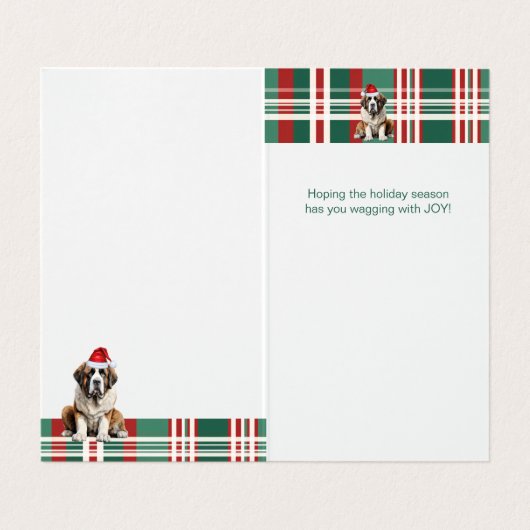 Saint Bernard Dog Holiday Plaid Christmas (Inside Unfolded)