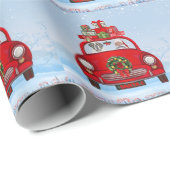 Saint Bernard Dog in auto met kerstman Cadeaupapier (Rol Hoek)