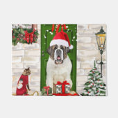 Saint Bernard Dog Kerstmis Deurmat (Voorkant)