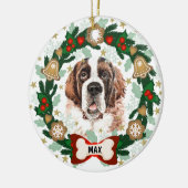 Saint Bernard Dog Kerstmis Dog Cookie Wreath Keramisch Ornament (Links)