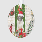Saint Bernard Dog Kerstmis Ornament (voorkant)