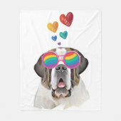 Saint Bernard Dog met harten Valentijnsdag Fleece Deken (Voorkant)