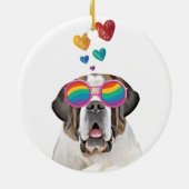 Saint Bernard Dog met harten Valentijnsdag Keramisch Ornament (Achterkant)