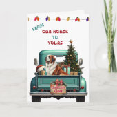 Saint Bernard Dog Retro Farm Truck Carte de Noël (Devant)
