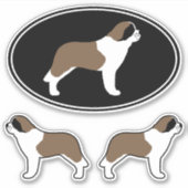 Saint Bernard Dog Silhouettes Vinyl Sticker Set (Voorkant)