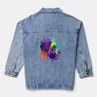 Saint Bernard Dog Splash Art kleurful Denim Jacket