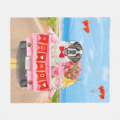 Saint Bernard Dog Valentijnsdag Truck Shower Fleece Deken (Voorkant (Horizontaal))