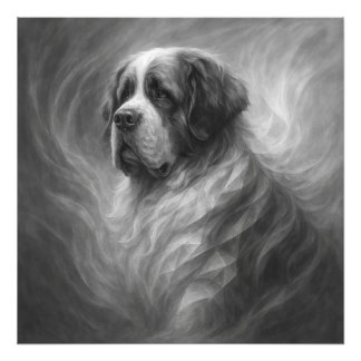 Saint Bernard GeoRealism Portrait – Gentle Guardia Foto Afdruk