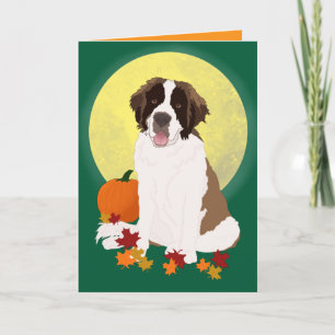 Saint Bernard Halloween Autumn Kaart