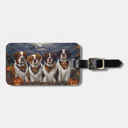 Saint Bernard Halloween Spooky Bagagelabel (Voorkant horizontaal)