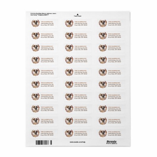 Saint Bernard Hond Herfstkrans Etiket (Full Sheet)