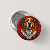 Saint Bernard-hond Ronde Button 3,2 Cm (Voorkant /achterkant)
