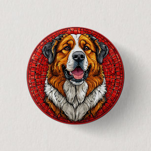 Saint Bernard-hond Ronde Button 3,2 Cm