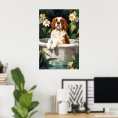 Saint Bernard In Bathtub Poster, Funny Dog Poster (Bureau à domicile)