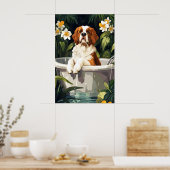 Saint Bernard In Bathtub Poster, Funny Dog Poster (Cuisine)