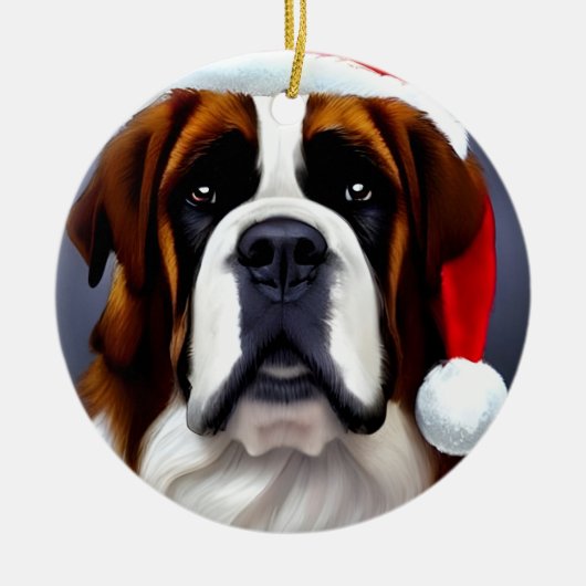 Saint Bernard Kerstmis Keramisch Ornament (Voorkant)