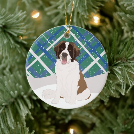 Saint Bernard Kerstmis Keramisch Ornament (Boom)